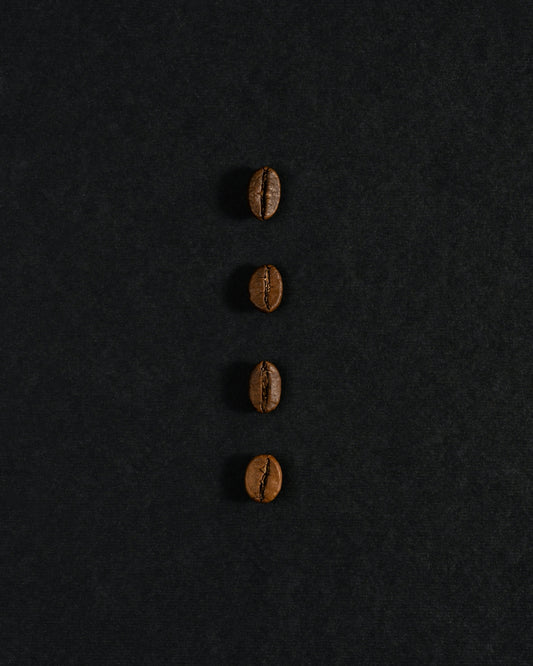 three coffee beans lined up in a row
