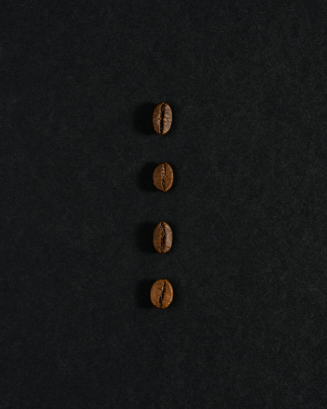 three coffee beans lined up in a row