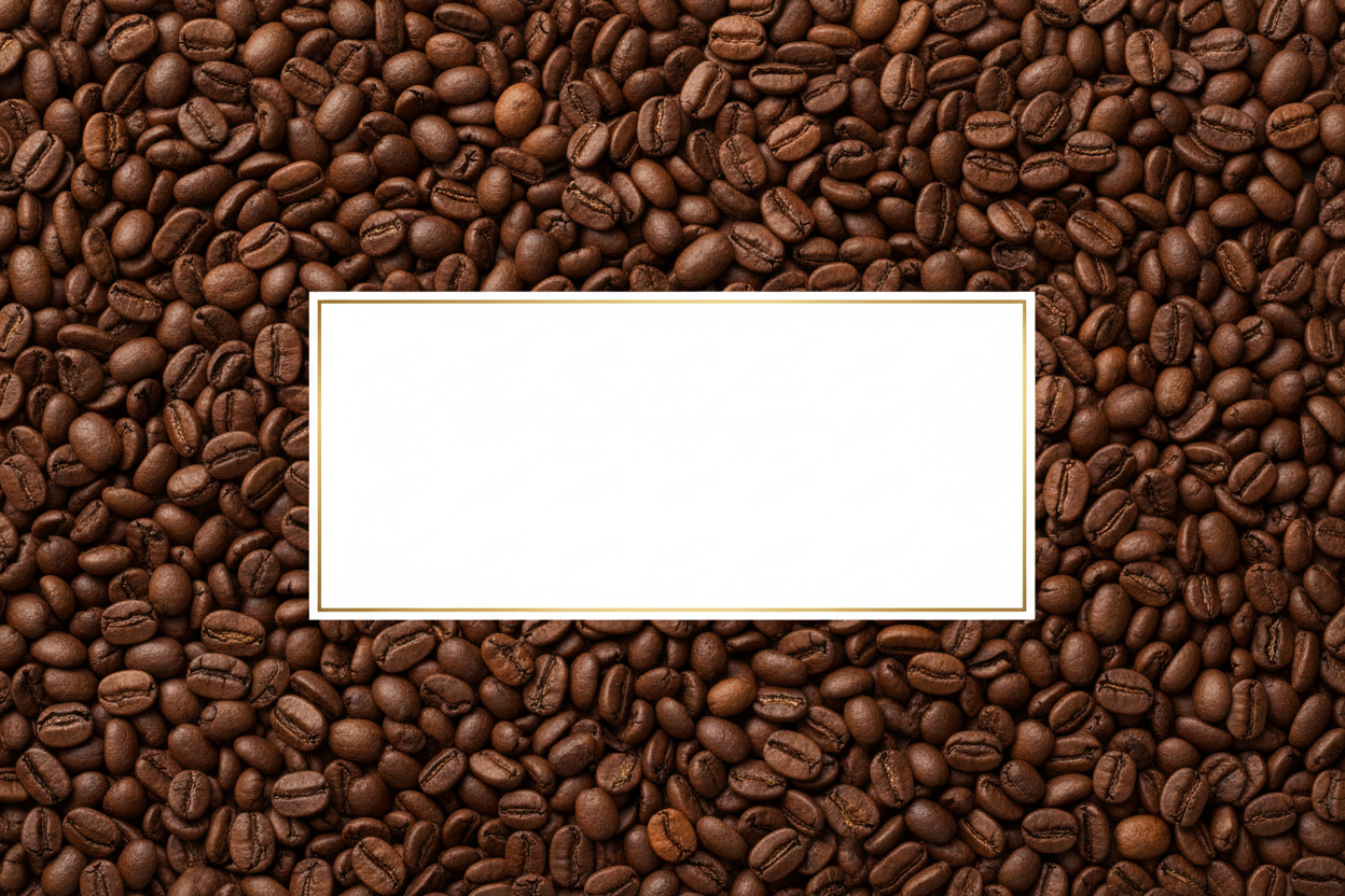 Coffee bean banner with logo box in middle